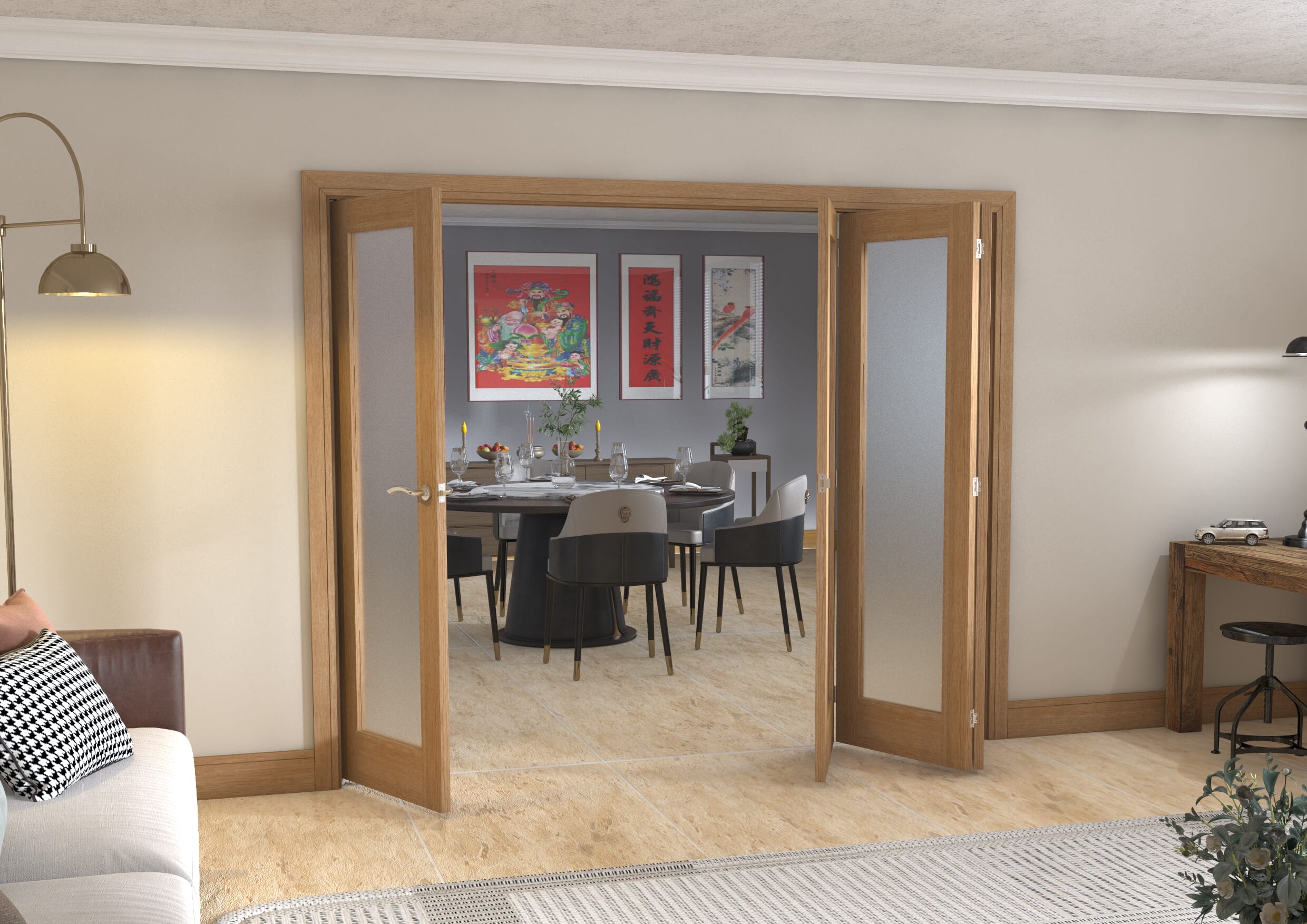 Frosted Glazed Oak - 4 Door Roomfold (4 x 2