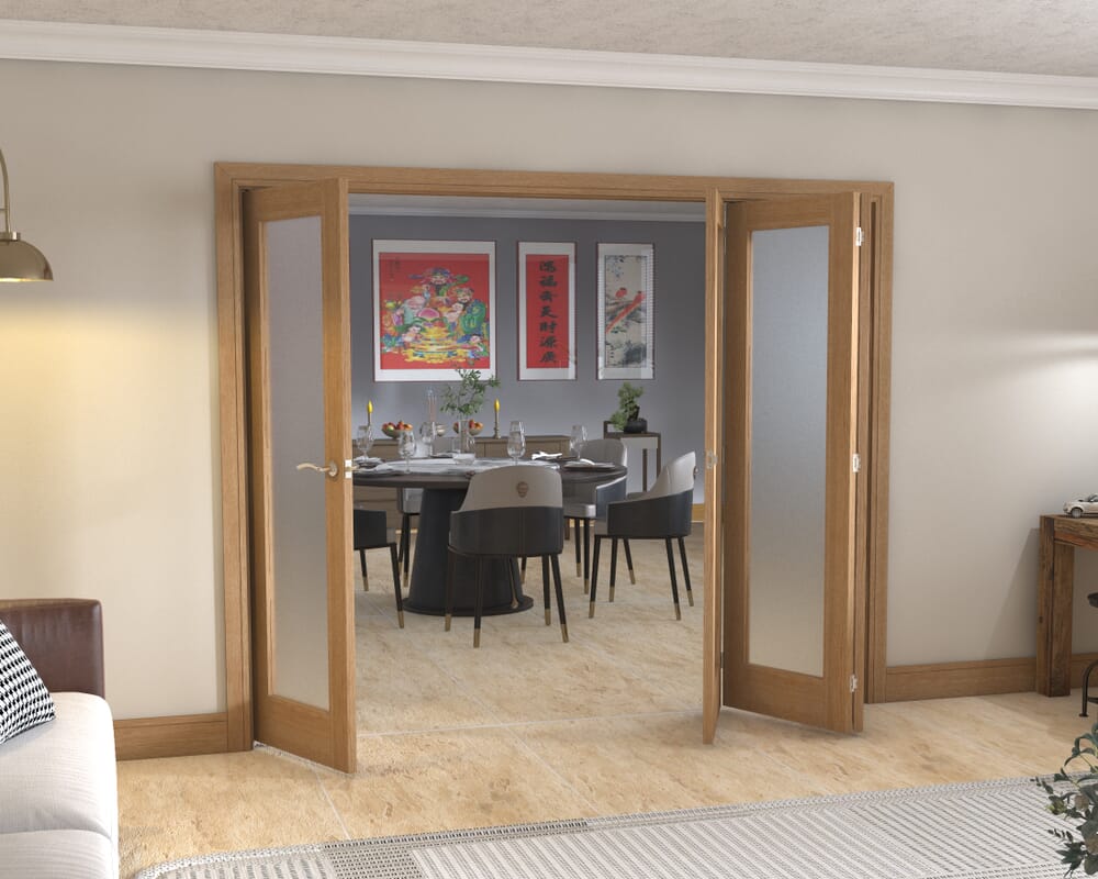 Frosted Glazed Oak - 4 Door Roomfold (4 x 2