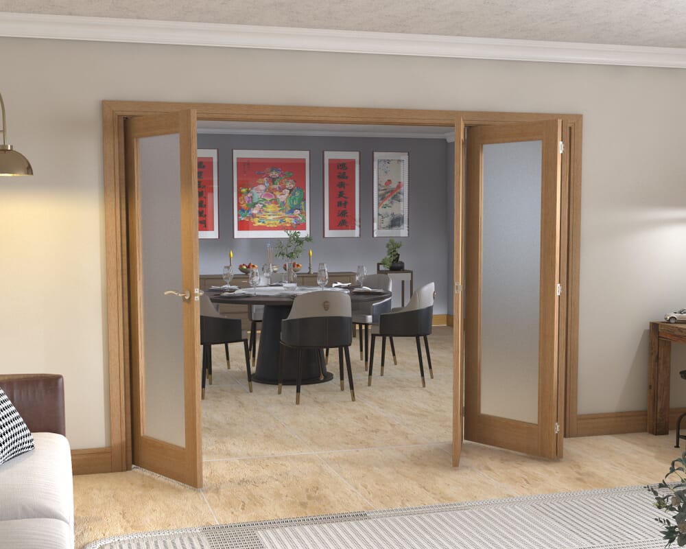 Frosted Glazed Oak - 4 Door Roomfold (4 x 2