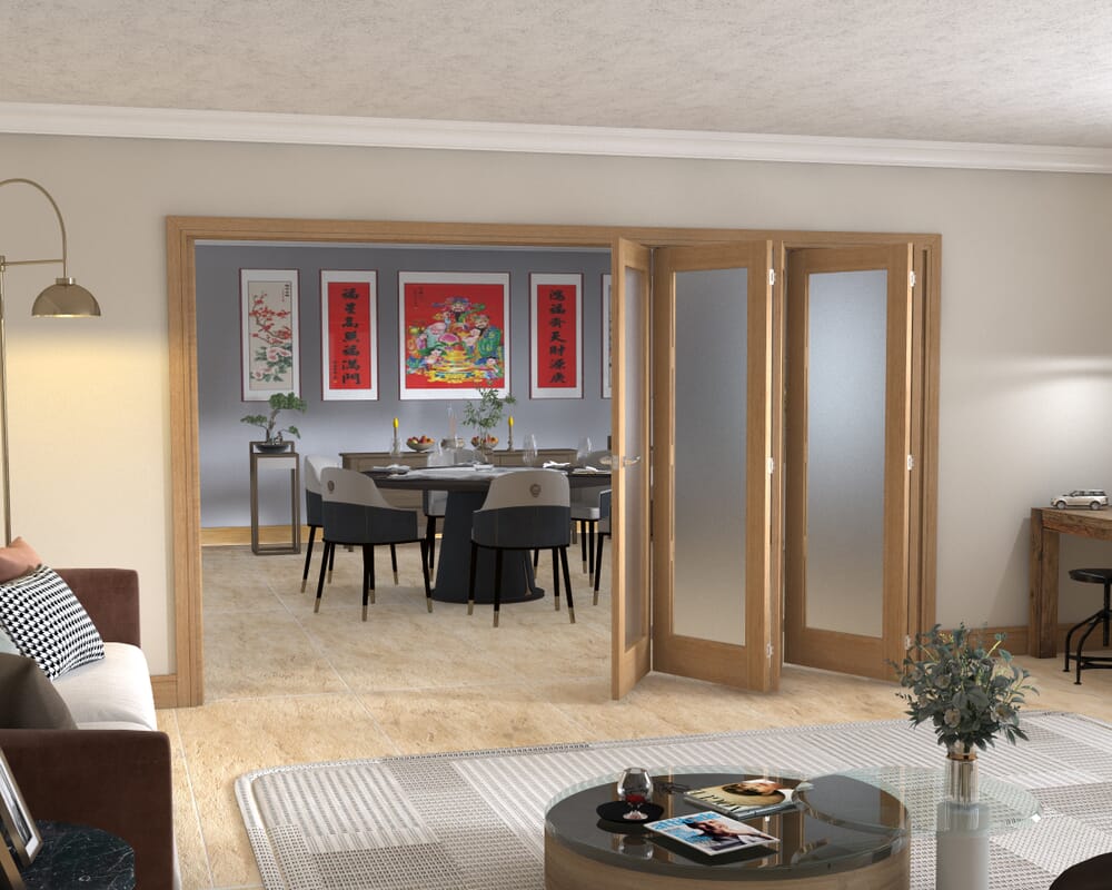 Frosted Glazed Oak - 5 Door Roomfold (5+0 x 2
