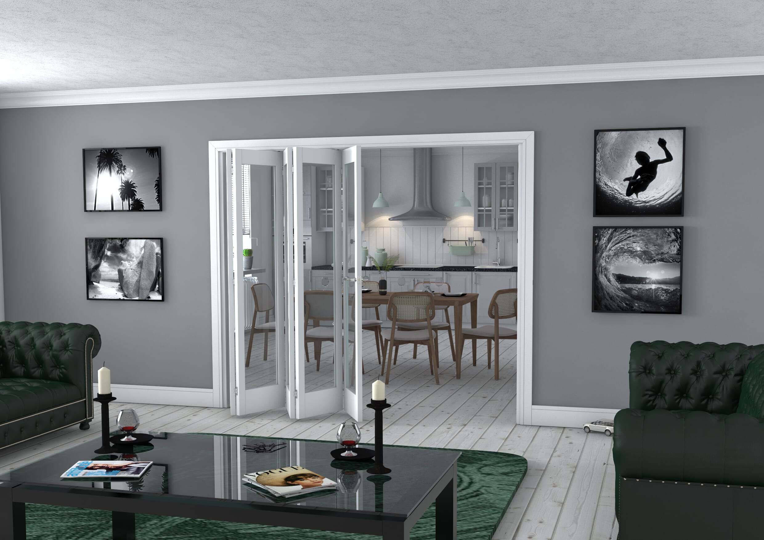 Slimline White Bifold 5 Door Roomfold (5 x 18" Doors)