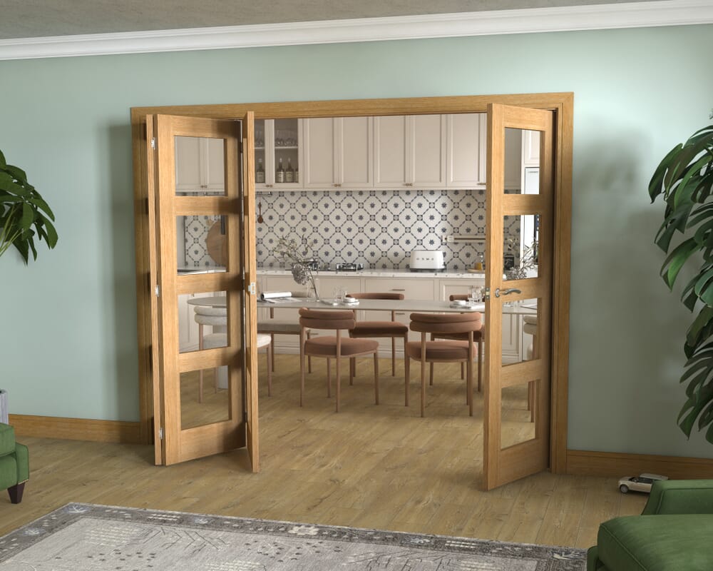 Prefinished Oak 4 Light 4 Door Roomfold (4 x 2
