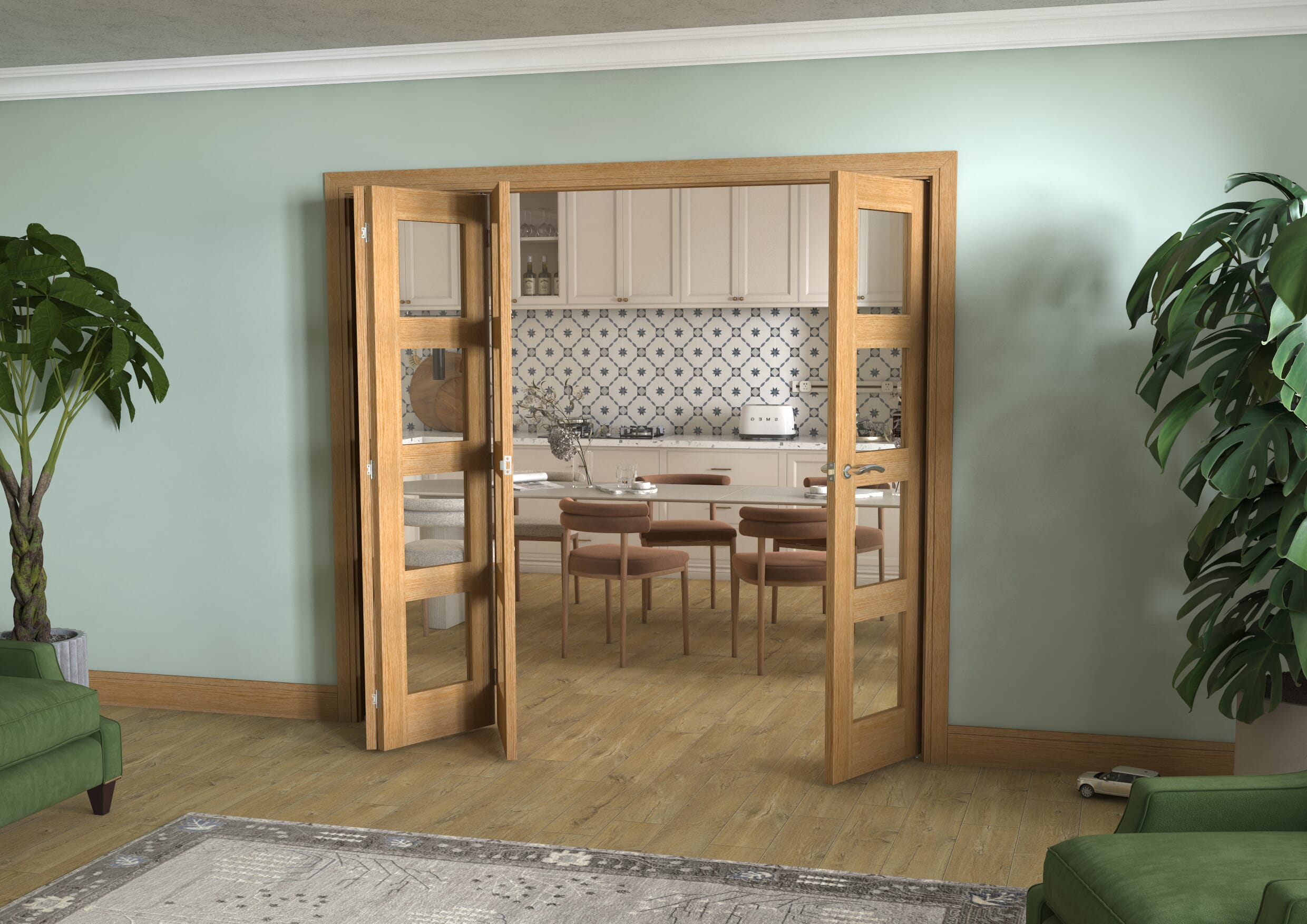 Oak 4L 4 Door Roomfold (4 x 1
