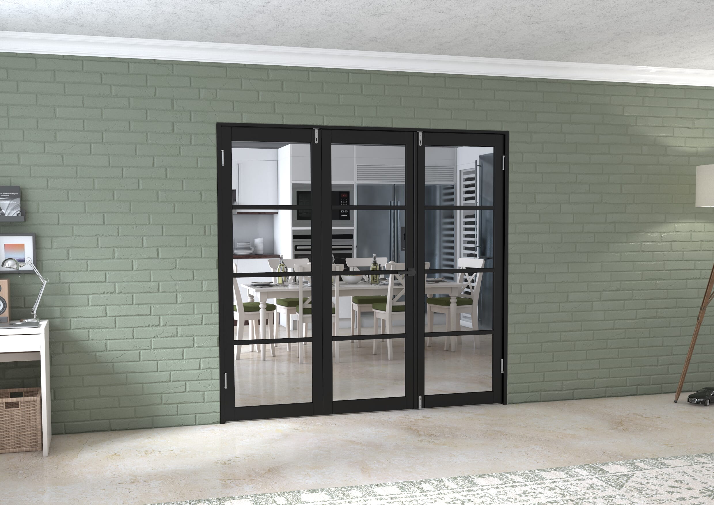 Black Kensington 4l 3 Door Frenchfold (3 X 686mm Doors) Image