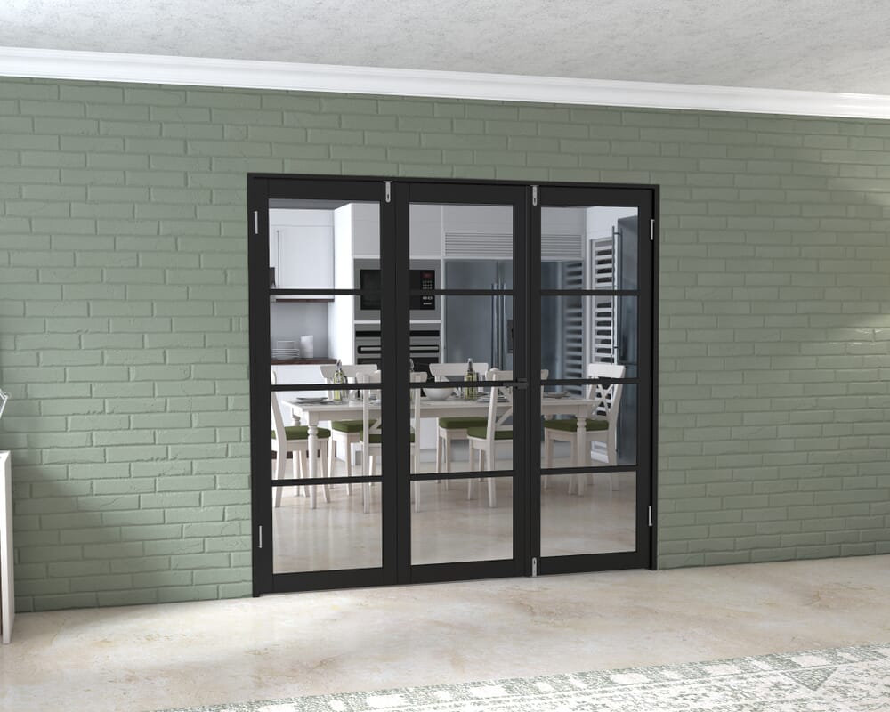 Black Kensington 4L 3 Door Frenchfold (3 x 686mm Doors)