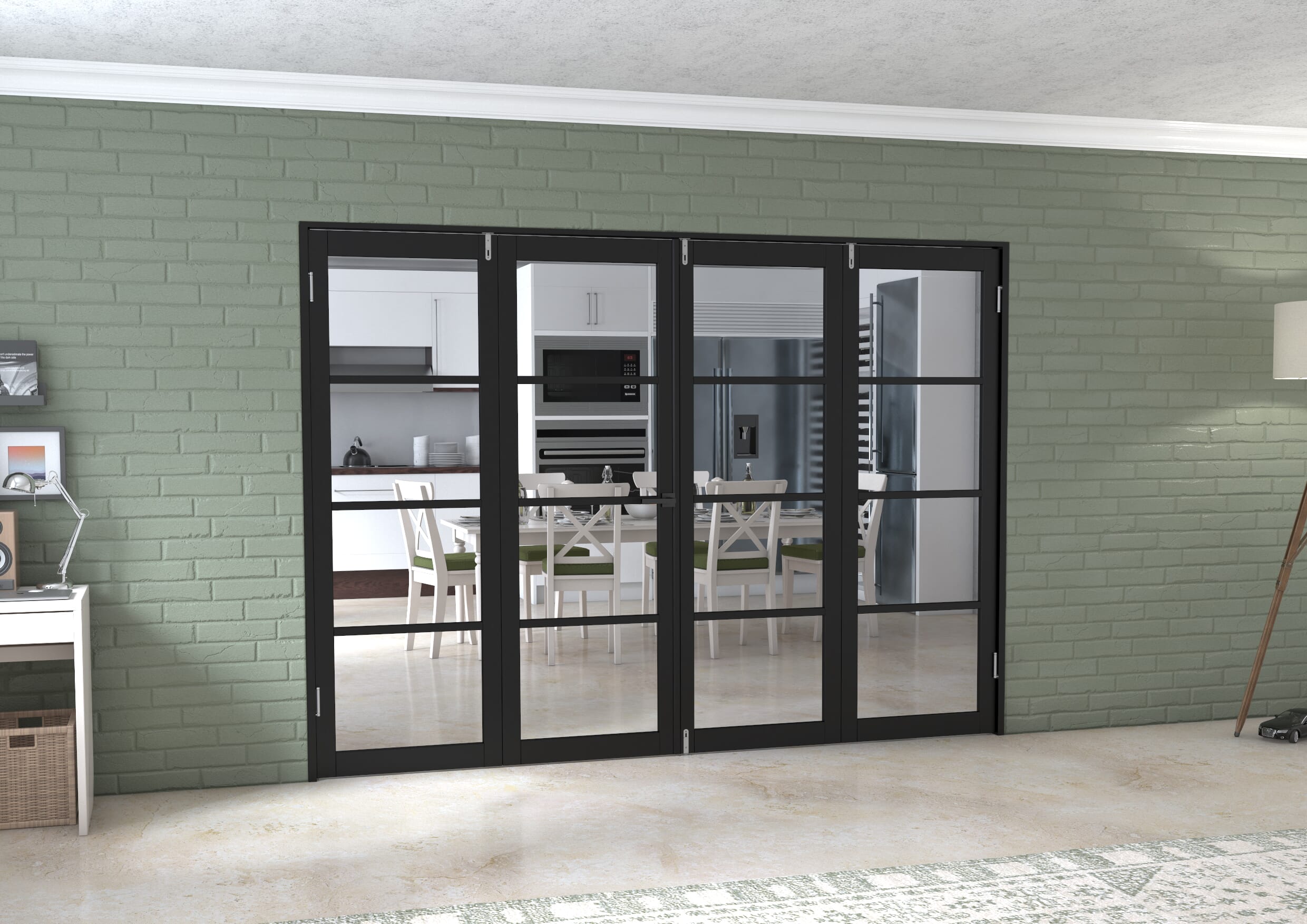 Black Kensington 4l 4 Door Frenchfold (4 X 686mm Doors) Image