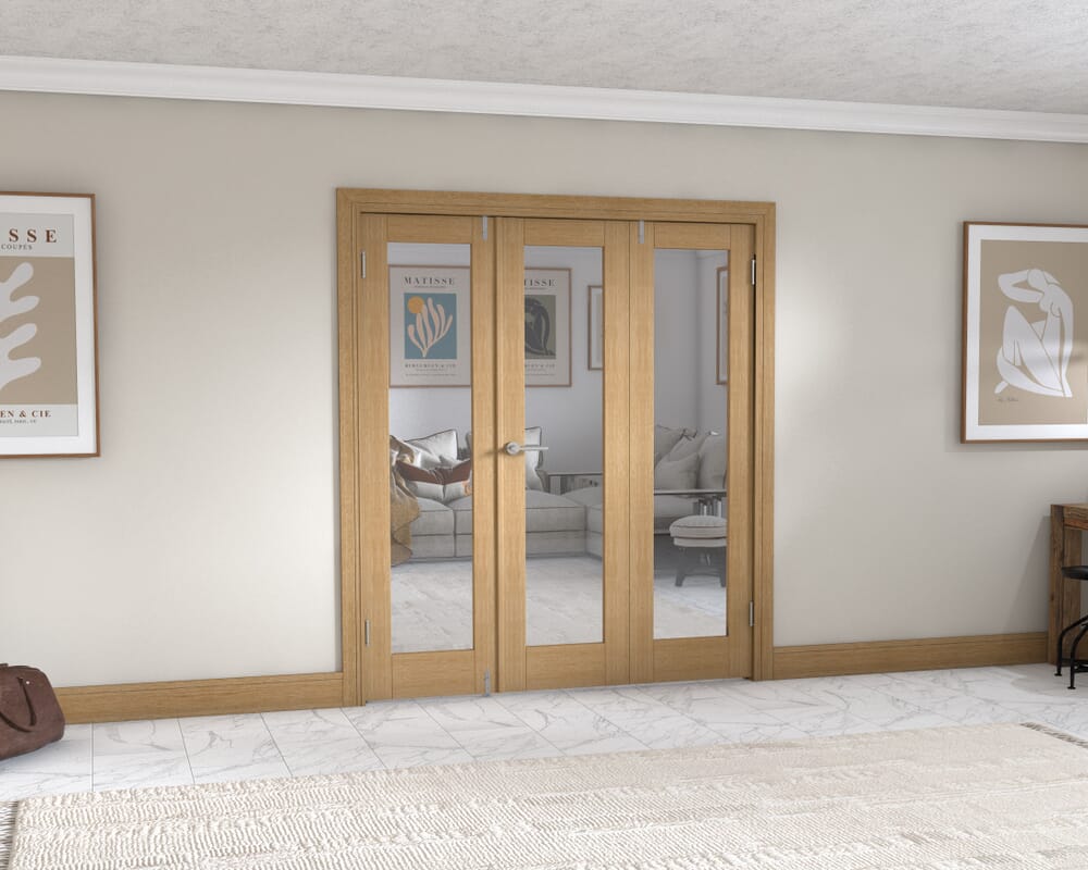Oak P10 Frenchfold - Clear Prefinished (3 x 573mm Doors)