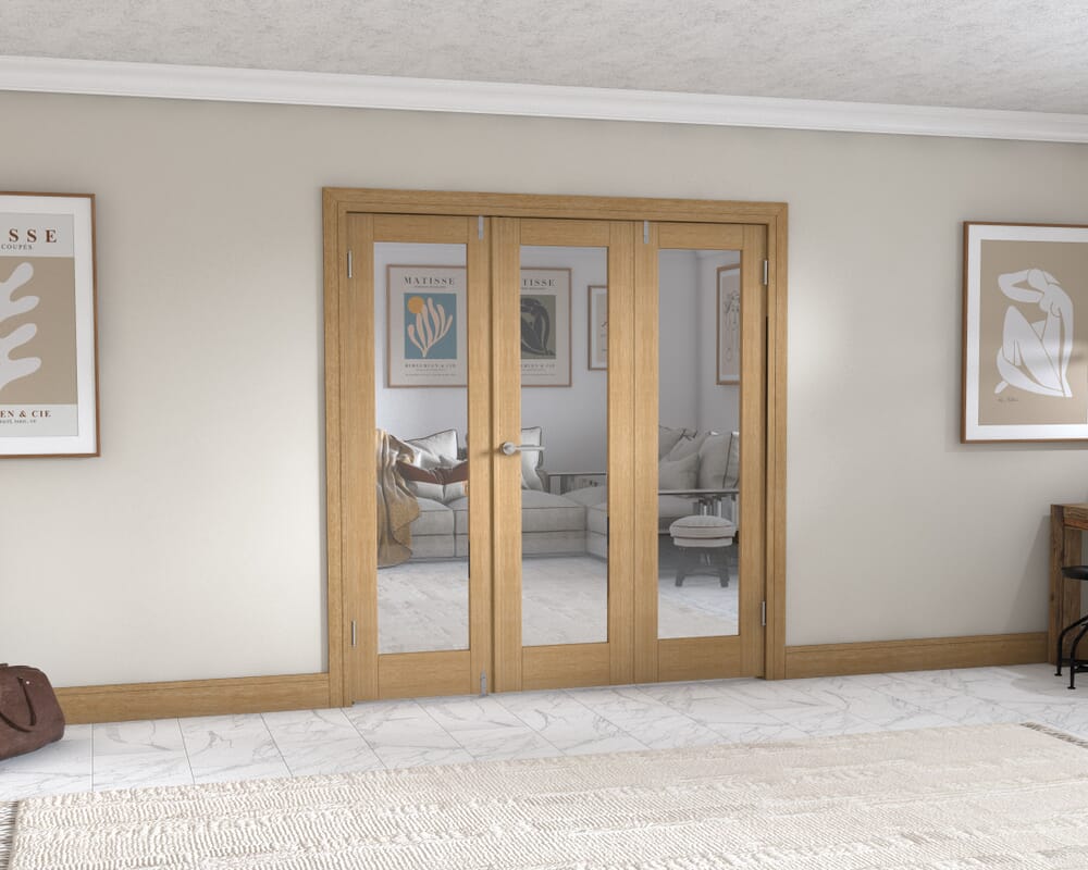 Oak P10 Frenchfold - Clear Prefinished (3 x 610mm Doors)