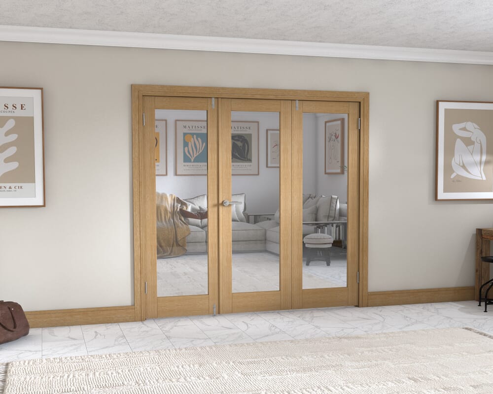 Oak P10 Frenchfold - Clear Prefinished (3 x 686mm Doors)
