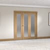Shaker Oak 1 Lite Frosted Glazed Prefinished French Folding Doorset