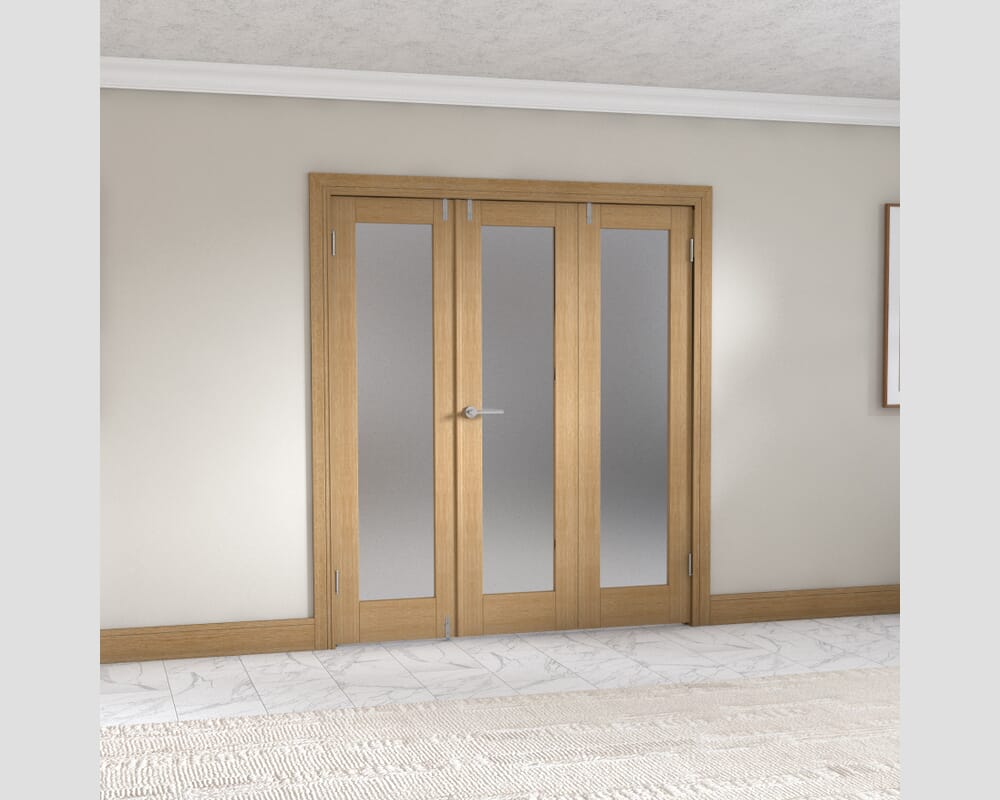 Oak P10 Frenchfold - Frosted Prefinished (3 x 573mm Doors)