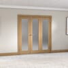 Shaker Oak 1 Lite Frosted Glazed Prefinished French Folding Doorset