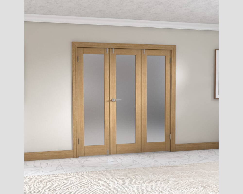 Oak P10 Frenchfold - Frosted Prefinished (3 x 610mm Doors)