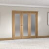 Shaker Oak 1 Lite Frosted Glazed Prefinished French Folding Doorset