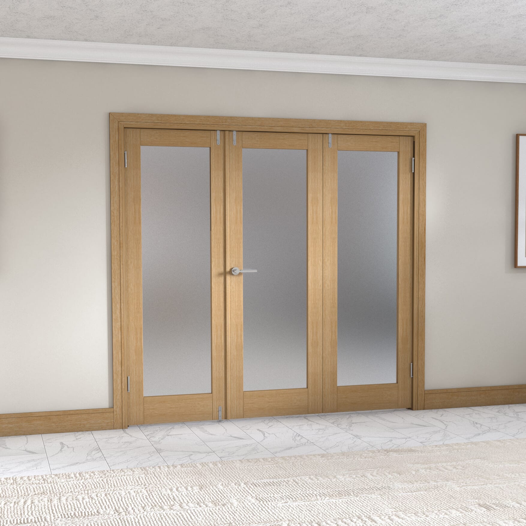 Oak P10 Frenchfold - Frosted Prefinished (3 X 686mm Doors) Image