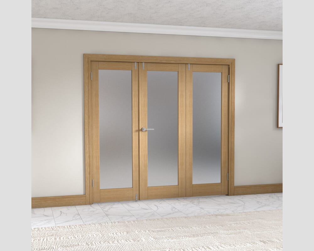 Oak P10 Frenchfold - Frosted Prefinished (3 x 686mm Doors)