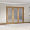 Shaker Oak 1 Lite Frosted Glazed Prefinished French Folding Doorset
