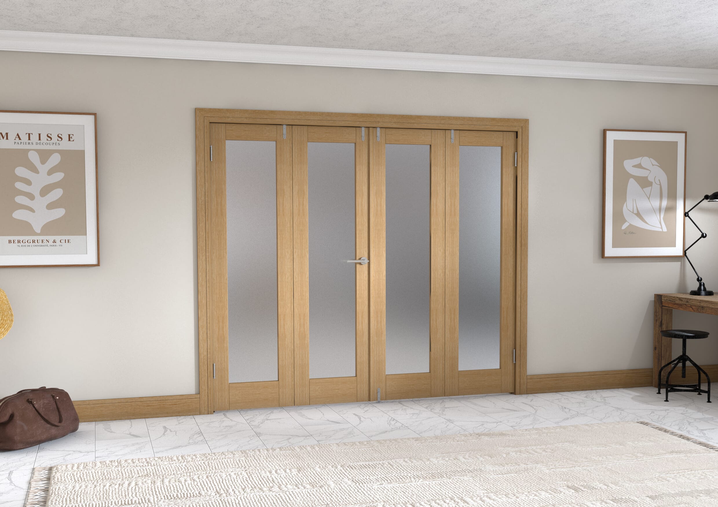 Oak P10 Frenchfold - Frosted Prefinished (4 X 573mm Doors) Image