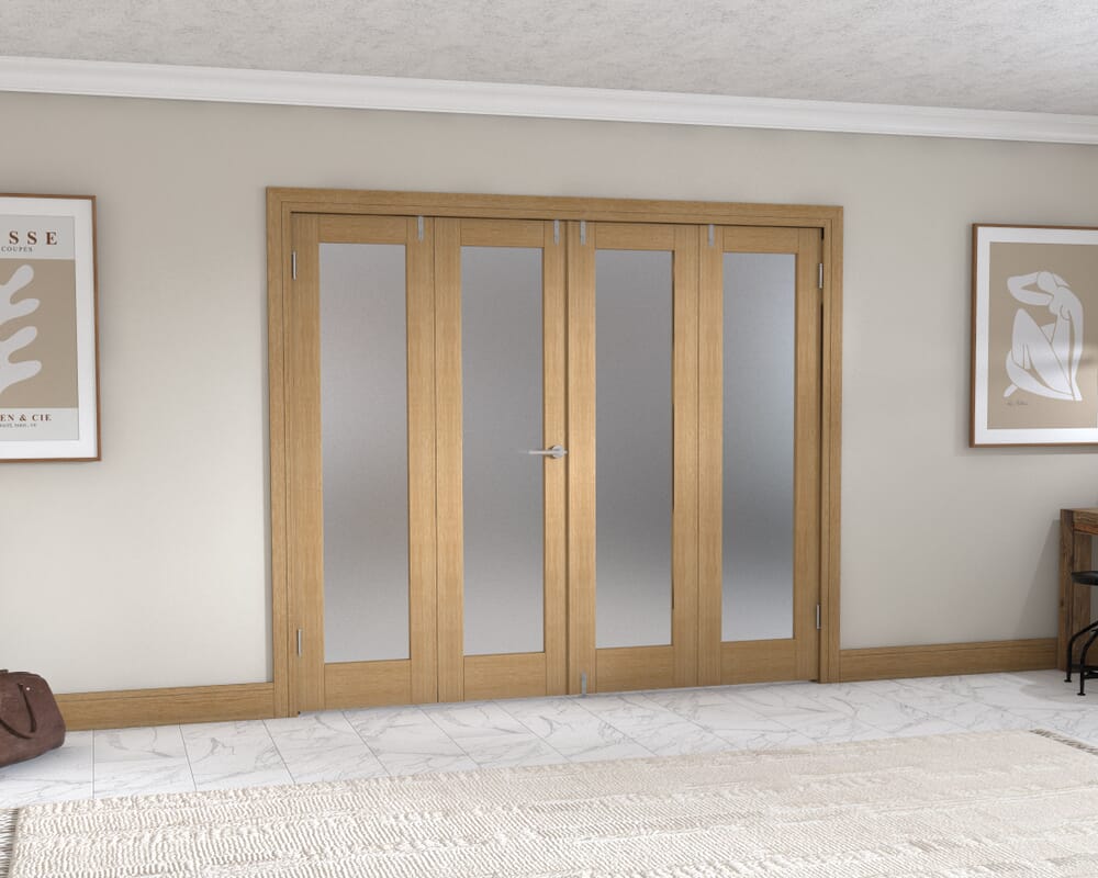 Oak P10 Frenchfold - Frosted Prefinished (4 x 573mm Doors)