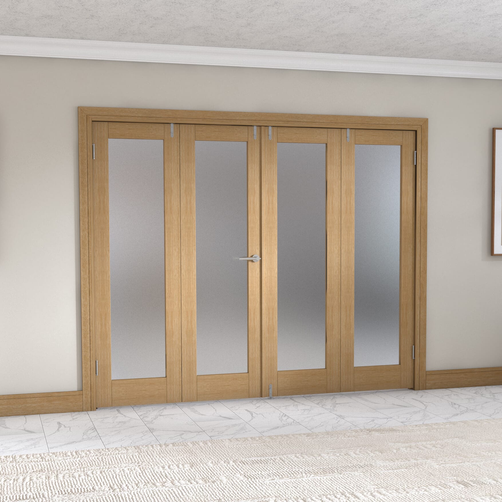 Oak P10 Frenchfold - Frosted Prefinished (4 X 610mm Doors) Image
