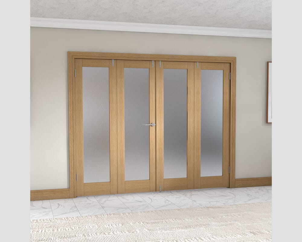 Oak P10 Frenchfold - Frosted Prefinished (4 x 610mm Doors)