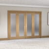 Shaker Oak 1 Lite Frosted Glazed Prefinished French Folding Doorset
