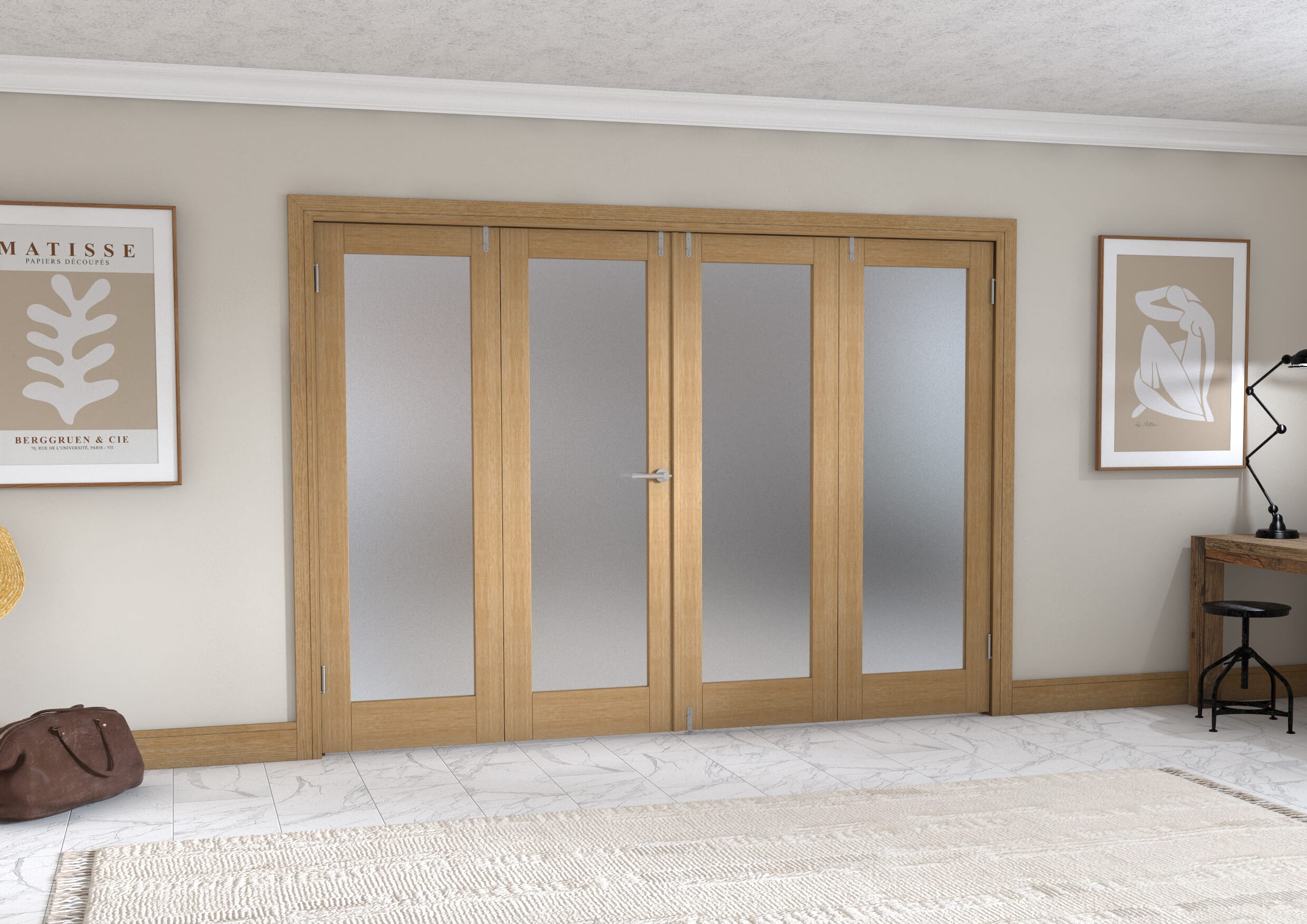 Oak P10 Frenchfold - Frosted Prefinished (4 X 686mm Doors) Image