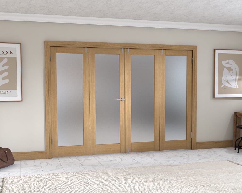 Oak P10 Frenchfold - Frosted Prefinished (4 x 686mm Doors)
