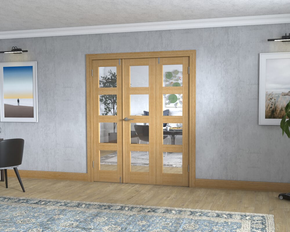 Oak 4L Frenchfold - Clear Prefinished (3 x 533mm Doors)