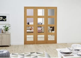 Prefinished Oak 4l Folding Room Divider (3 X 533mm Doors) Image