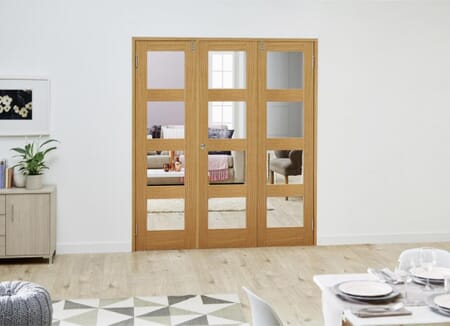 PREFINISHED Oak 4L Folding Room Divider 6ft (1800mm) set