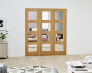 Prefinished Oak 4L Folding Room Divider (3 x 610mm Doors)