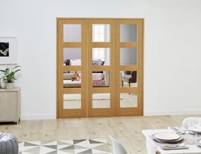 PREFINISHED Oak 4L Folding Room Divider 7ft (2142mm)