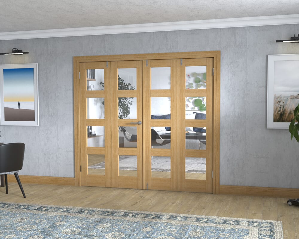 Oak 4L Frenchfold - Clear Prefinished (4 x 533mm Doors)