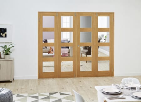 Prefinished Oak 4L Folding Room Divider (4 x 533mm Doors)
