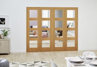 Prefinished Oak 4L Folding Room Divider (4 x 686mm Doors)