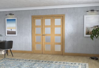 Oak 4L Frenchfold - Frosted Prefinished (3 x 533mm Doors)