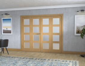 Prefinished Oak 4L Frosted Folding Room Divider 8ft (2374mm)