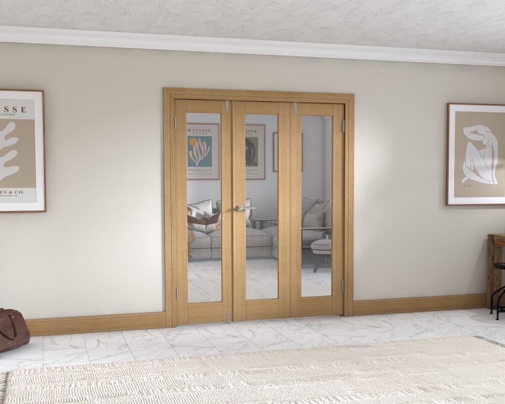 Oak P10 Frenchfold - Clear (3 x 533mm Doors)