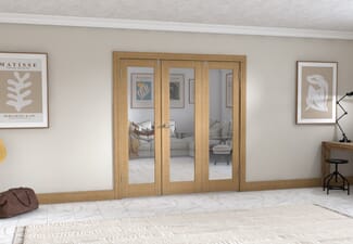 Oak P10 Frenchfold - Clear (3 x 610mm Doors)