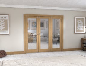 Glazed Oak P10 Folding Room Divider 7ft (2142mm)