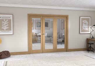 Oak P10 Frenchfold - Clear (3 x 686mm Doors)