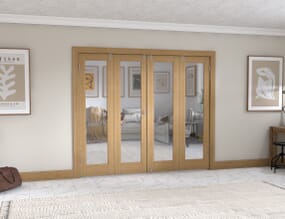 Glazed Oak P10 Folding Room Divider 8ft (2374mm)