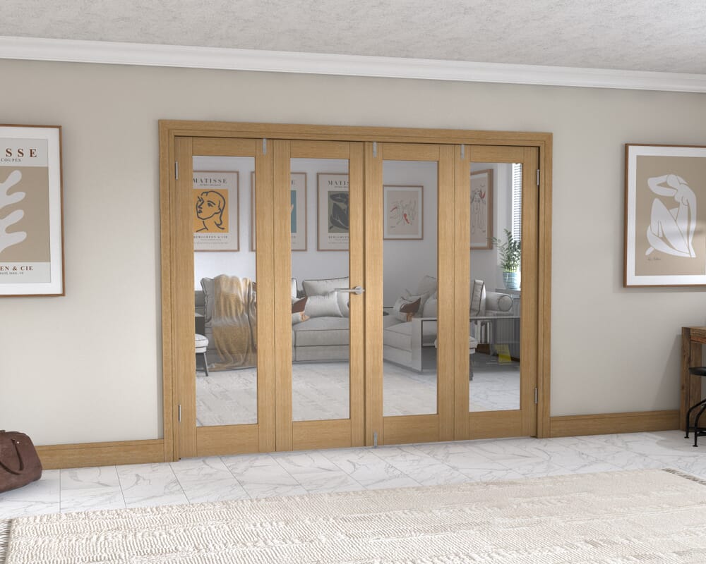 Oak P10 Frenchfold - Clear (4 x 610mm Doors)