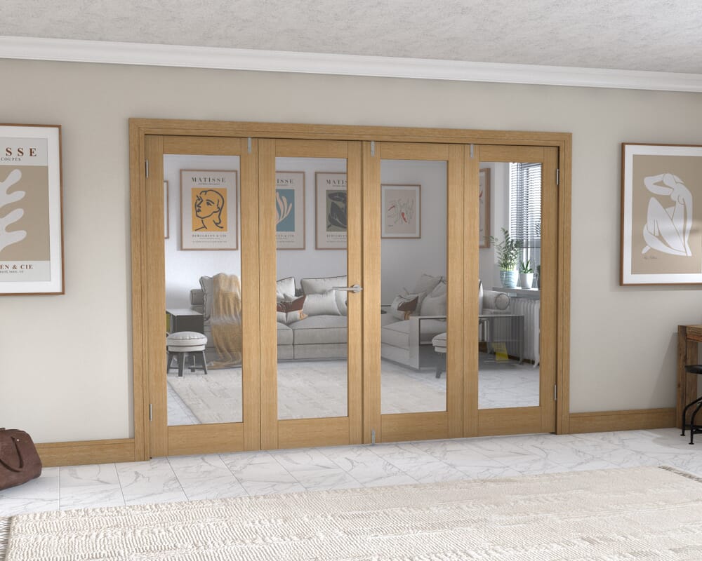 Oak P10 Frenchfold - Clear (4 x 686mm Doors)