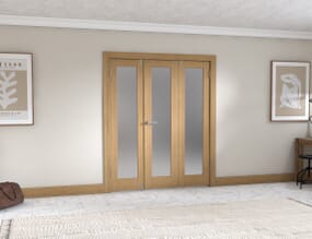 Oak P10 Frosted Folding Room Divider (3 x 533mm doors)