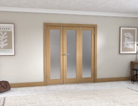 Oak P10 Frosted Folding Room Divider 6ft (1800mm) set