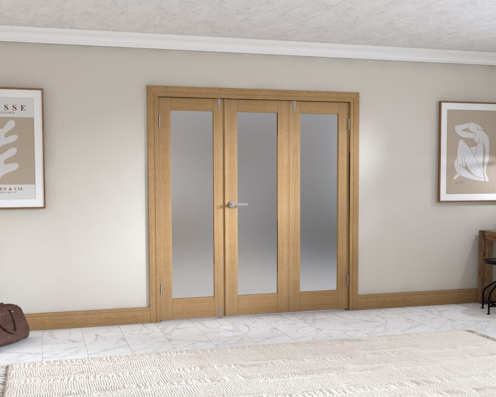 Oak P10 Frenchfold - Frosted (3 x 610mm Doors)