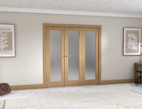 Oak P10 Frosted Folding Room Divider (3 x 610mm doors)