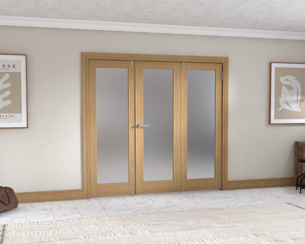Oak P10 Frenchfold - Frosted (3 x 686mm Doors)